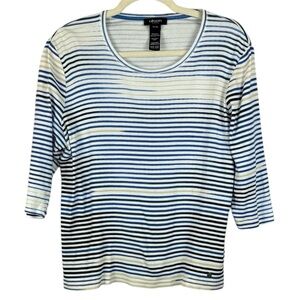 Olsen Europe Women's Cotton Nautical Striped 3/4 Sleeve Size 16 Top